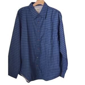 Haband Vintage Men's Blue & White Plaid Lined Shirt Jacket Large
